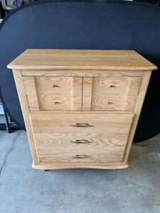 Solid Oak 5-Drawer Dresser With Metal Handles, 35.5" W x 17" D x 49" H