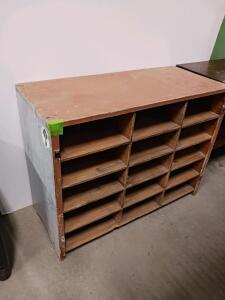 15-Compartment Wooden Mail Sorter With Metal Side Panels