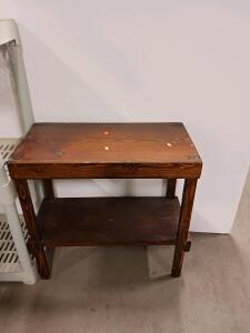 Solid Wood Console Side Table, Brown, 30" x 14", 2-Shelf, Moderate Wear