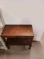 Solid Wood Console Side Table, Brown, 30" x 14", 2-Shelf, Moderate Wear - 2