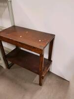 Solid Wood Console Side Table, Brown, 30" x 14", 2-Shelf, Moderate Wear - 3