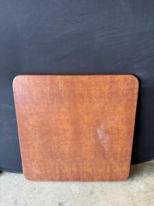 Square Folding Table, 34" x 34", Brown Laminate Top, Metal Frame