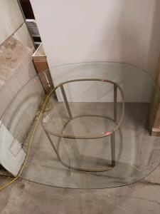 Modern Glass Top Dining Or Conference Table, 54" Rounded Square, Metal Frame