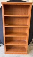 Solid Oak-Finish 5-Shelf Wooden Bookcase, 72"H x 36"W x 12"D, Classic Traditional Style
