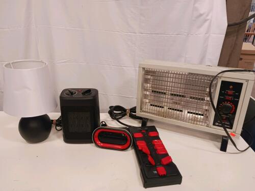 Comfort Zone Infrared Quartz Heater, Sharp Alarm, Surge Protector, Table Lamp, Compact Heater