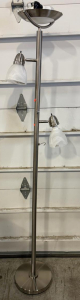 Brushed Nickel 3-Light Torchiere Floor Lamp With Adjustable Reading Lights