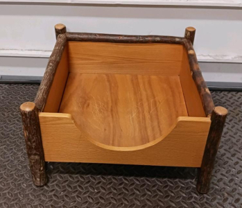 Handmade Rustic Wooden Pet Bed Frame For Small Dog Or Cat, 22"x18", Solid Wood, Open Front