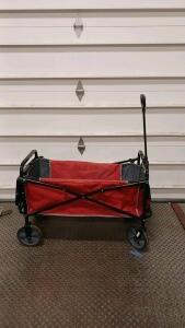 Collapsible Folding Utility Wagon, Red, Steel Frame, 150 lb Capacity, 35"x20"x22"