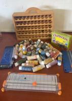 Scrapbooking Items: Fiskars & Photo Logic Trimmers, 40+ Paints, Organizer Rack ( SP3 )