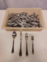 International Stainless Flatware Set, Indonesia, Shell Pattern, 70-100Pc, Spoons Forks Knives