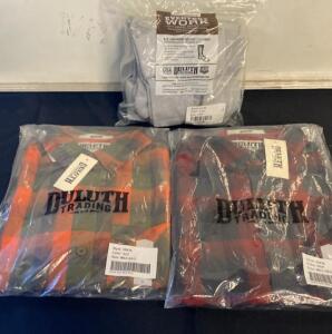 Duluth Trading Co. 40 Grit Flannel Shirts Med & Lightweight Crew Socks Large (X )