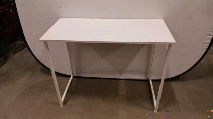 Minimalist White Metal Frame Desk &ndash; 40"x20", Rectangular, Laminated Top