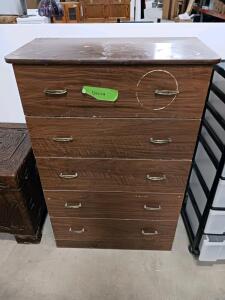 5-Drawer Brown Woodgrain Dresser, Engineered Wood, Metal Pull Handles, 30"W x 42"H sp-10