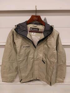 Columbia Men's XCO Storm Dry Shell Jacket, Size M, Waterproof Breathable, Beige, Made In Thailand