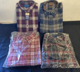 Towncraft & Pendleton Medium Plaid Long Sleeve Button-Up Shirts &ndash; 100% Cotton, Wool Mix ( X)