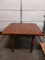 Drop-Leaf Wooden Dining Table, Rectangular, Hinged Leaves, Turned Legs, 36" x 40" - 2