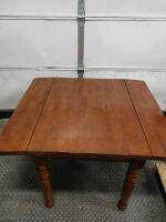 Drop-Leaf Wooden Dining Table, Rectangular, Hinged Leaves, Turned Legs, 36" x 40" - 3