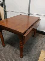 Drop-Leaf Wooden Dining Table, Rectangular, Hinged Leaves, Turned Legs, 36" x 40" - 5