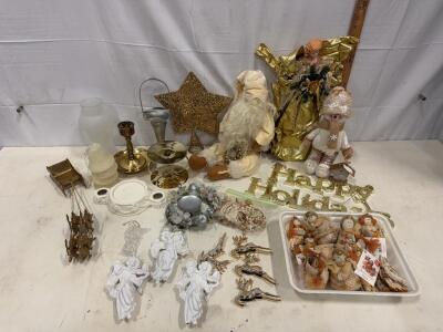 Christmas Decor - Avon Nature Sings Ornaments, Angel Topper, Reindeer Sleigh, Candleholders