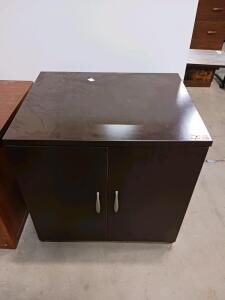 Espresso 2-Door Storage Cabinet With Interior Shelves And Pull-Out Tray, 30"x18"x29" sp-9