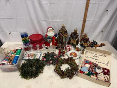 Vintage Christmas Decorations &ndash; Over 30 Items Including Figurines, Ornaments, And Wreaths