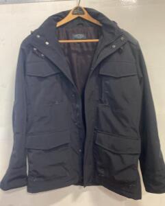 Pronto Uomo Platinum Black Field Jacket Parka, Size Large, Hooded, 4 Pockets, Made In China ( R12 )