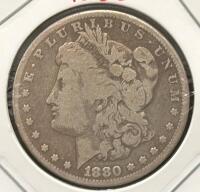 1880 Morgan Silver Dollar, Philadelphia Mint, 90% Silver, Circulated In 2x2 Holder - 3