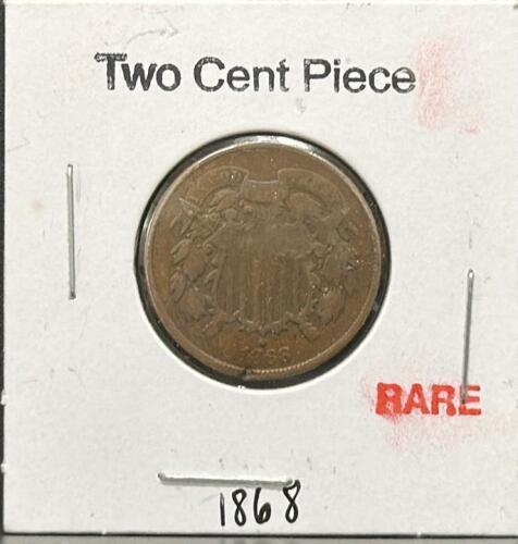 1868 Two Cent Piece &ndash; VG-F Condition, 95% Copper Composition, Designed By James B. Longacre