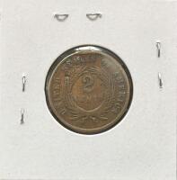 1868 Two Cent Piece &ndash; VG-F Condition, 95% Copper Composition, Designed By James B. Longacre - 2