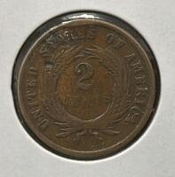 1868 Two Cent Piece &ndash; VG-F Condition, 95% Copper Composition, Designed By James B. Longacre - 4