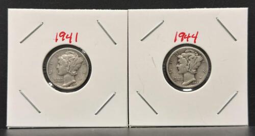 1941-D And 1944-D Mercury Dimes &ndash; 90% Silver, Denver Mint