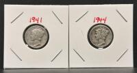 1941-D And 1944-D Mercury Dimes &ndash; 90% Silver, Denver Mint
