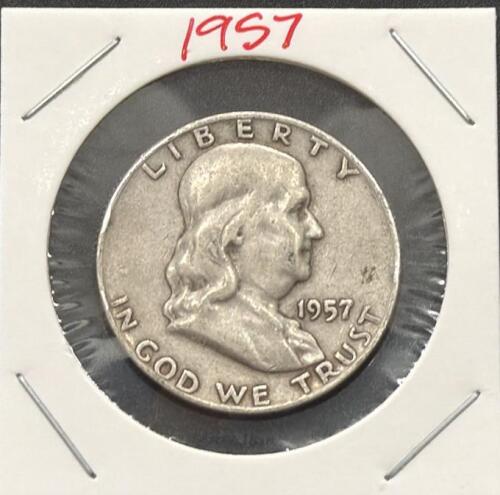 1957 Franklin Half Dollar Coins &ndash; Denver & Philadelphia Mints, 90% Silver
