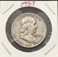 1957 Franklin Half Dollar Coins &ndash; Denver & Philadelphia Mints, 90% Silver