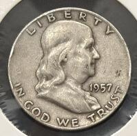 1957 Franklin Half Dollar Coins &ndash; Denver & Philadelphia Mints, 90% Silver - 3