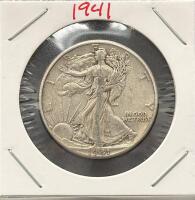 1941 Walking Liberty Half Dollar, 90% Silver, Philadelphia Mint, Circulated, Classic US Coin