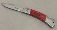 Browning RMEF Trapper Style Folding Knife Set Of Two With Red Wood Handle And Stainless Steel Blades - 3