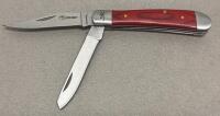 Browning RMEF Trapper Style Folding Knife Set Of Two With Red Wood Handle And Stainless Steel Blades - 5