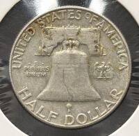 1963-D Franklin Half Dollar, 90% Silver, Denver Mint, Circulated, Liberty Bell Reverse - 4