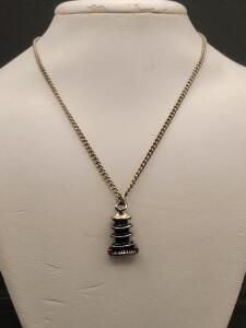 Silver-Tone Pagoda Pendant Necklace