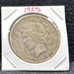 1925 Peace Silver Dollar, Philadelphia Mint, 90% Silver, Circulated Condition