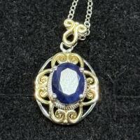 Kanchanaburi Blue Sapphire Pendant Necklace, 2.25Ct, 925 Sterling Silver, 18" Chain - 3