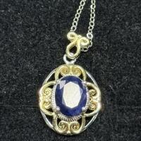 Kanchanaburi Blue Sapphire Pendant Necklace, 2.25Ct, 925 Sterling Silver, 18" Chain - 5