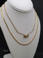 14K Yellow Gold Chain Necklace and Gold Toned Butterfly Pendant Necklace with Chain, 18" Length - 2