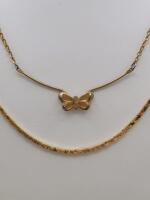 14K Yellow Gold Chain Necklace and Gold Toned Butterfly Pendant Necklace with Chain, 18" Length - 3