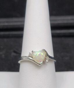 Heart-Shaped Opal Ring, Size 9