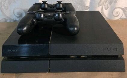 Sony PlayStation 4 Console, 2 DualShock 4 Controllers, Black, Original PS4 Model, 500GB, tested and powers on, controllers also power on.