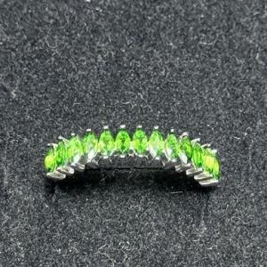 Sterling Silver Ear Cuff with 11 Marquise-Cut Green Cubic Zirconia Stones