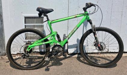 Iron Horse Maverick Full Suspension 21-Speed Mountain Bike, 26" Wheels, RockShox Fork, Green