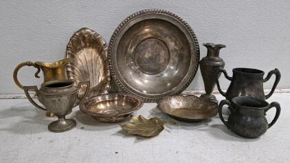 Vintage Silver-Plated and Brass Tableware &ndash; 10-Piece Collection with Ornate Designs